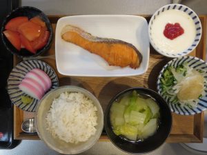 焼魚(鮭)メインの献立(180128朝ごはん)