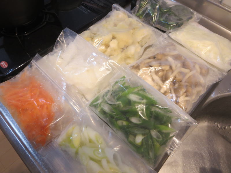 冷凍保存の野菜