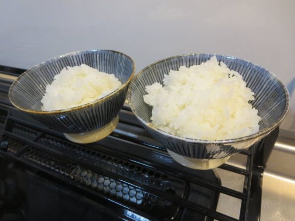ごはん150gと100gを盛り付けたらこんな感じ