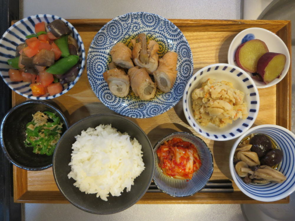 ごぼうの鶏肉巻きメインの献立