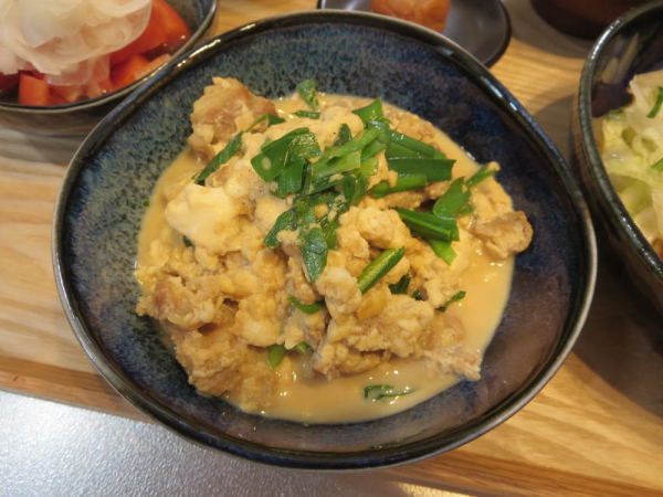 豆腐とニラと豚肉の炒め物