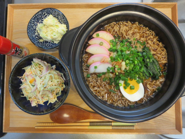 天ぷらそば(マルちゃん袋麺)の献立(年越しそば)