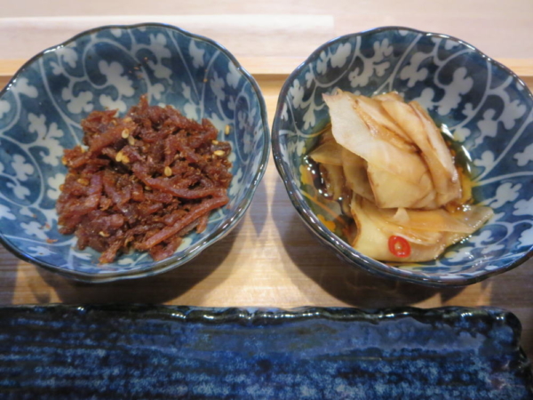 おかかごぼうの佃煮、菊芋の甘酢醬油漬け