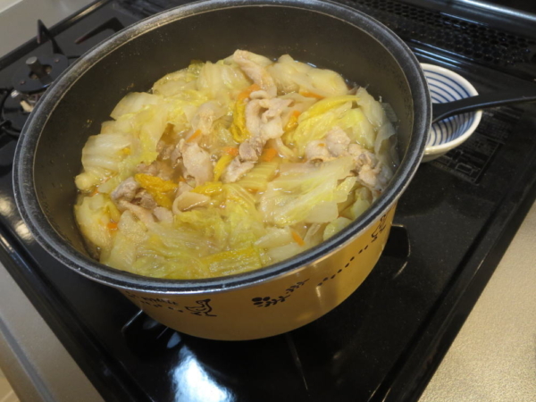 鯛と帆立の極みだし鍋で煮た野菜