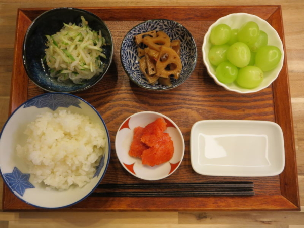 明太子で夕食の献立