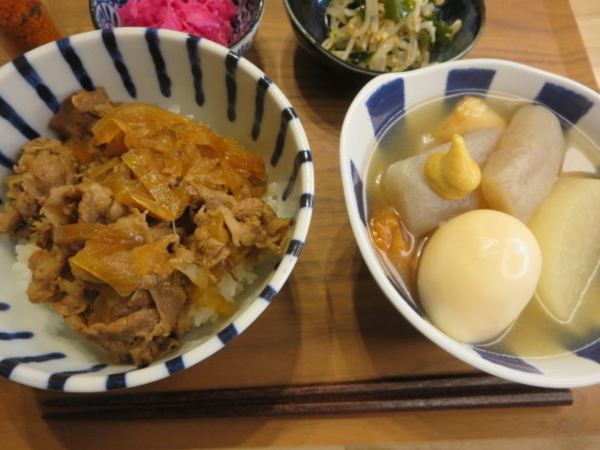 牛丼、おでん