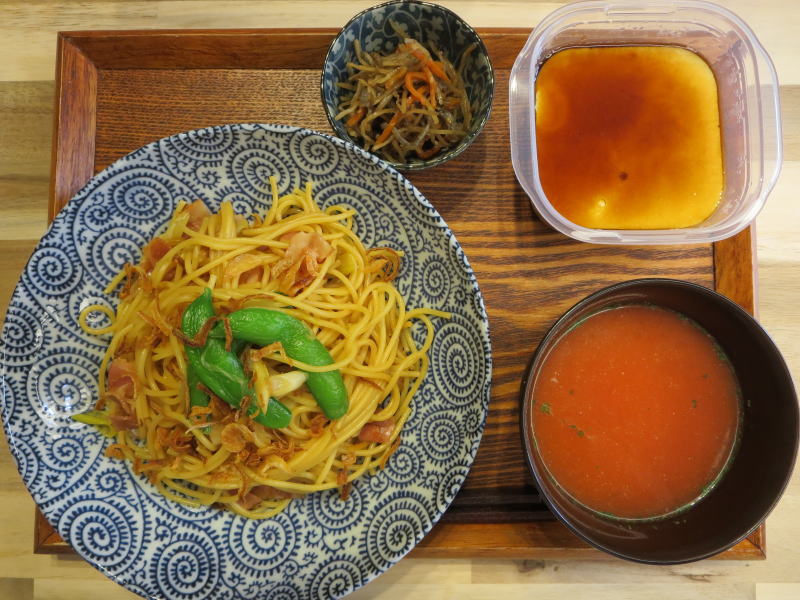 しょう油バターのパスタの献立