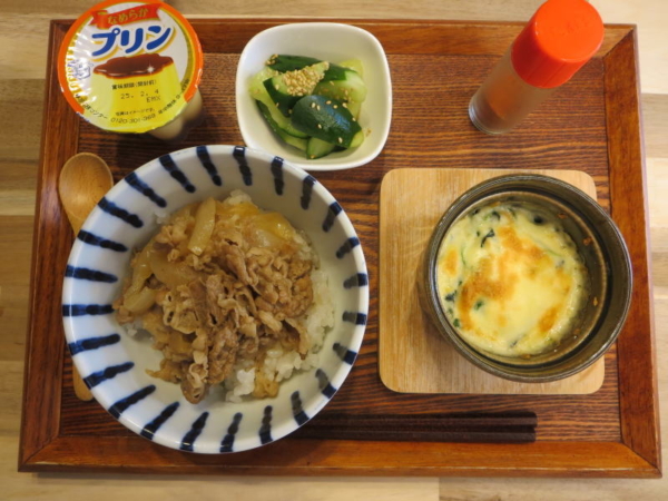 牛丼(吉野家の冷凍食品)の献立