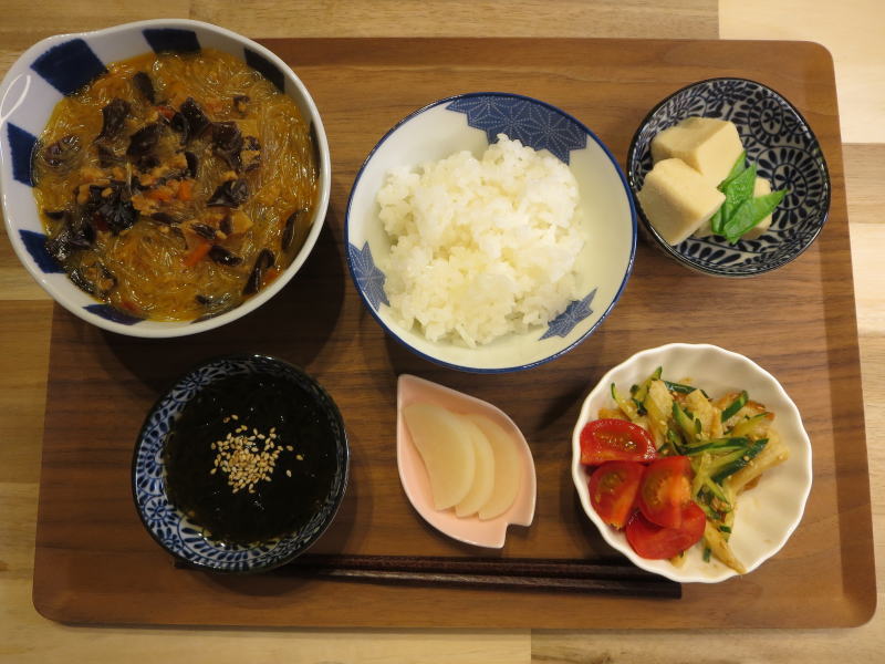 麻婆春雨の献立