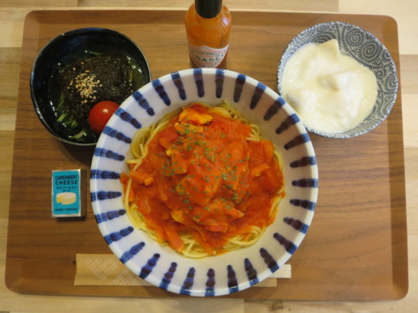 ガーリックトマトのパスタの献立