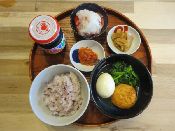 ゆでたまごと魚河岸揚げ煮の献立
