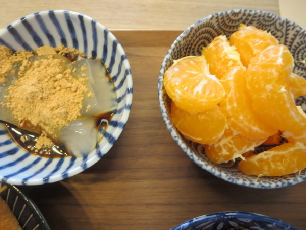 わらび餅風こんにゃく、冷凍みかん