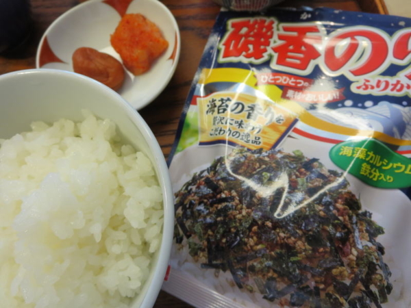ごはん、ふりかけ、明太子、梅干