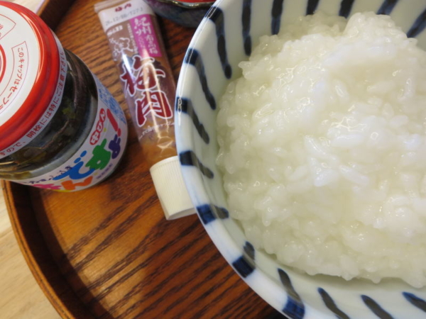 白粥、梅肉、海苔の佃煮