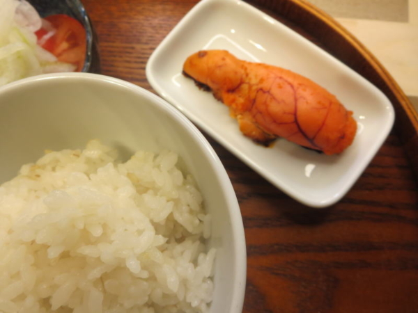ごはん(雑穀米入り)、焼明太子