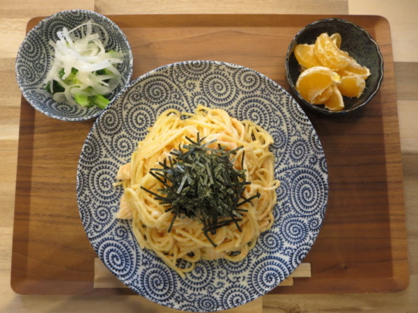 イカ明太子パスタの献立