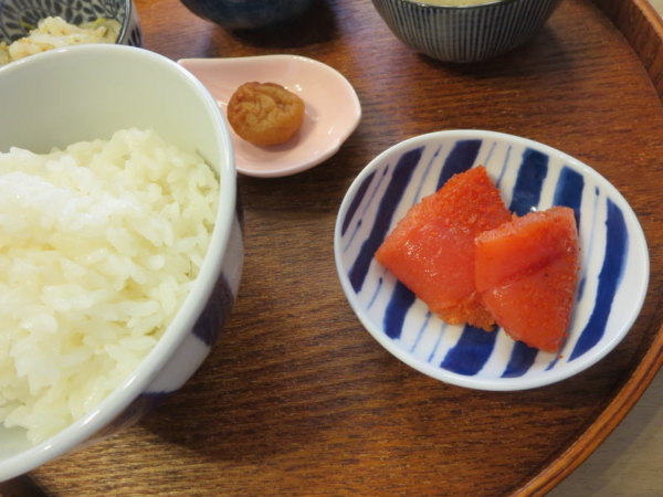 ごはん、明太子、梅干