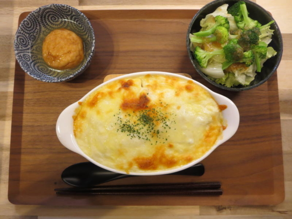 ケチャップライスでドリアの献立