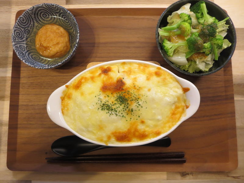 ケチャップライスでドリアの献立