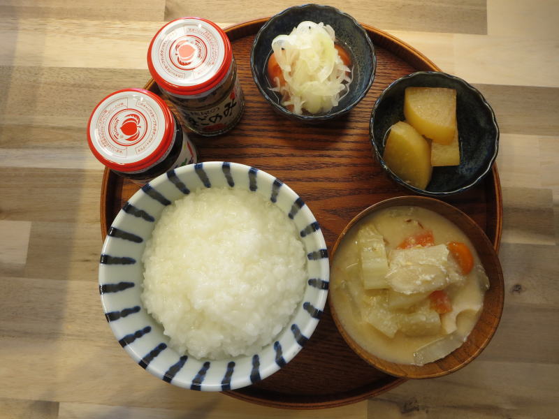 白粥と粕汁の献立