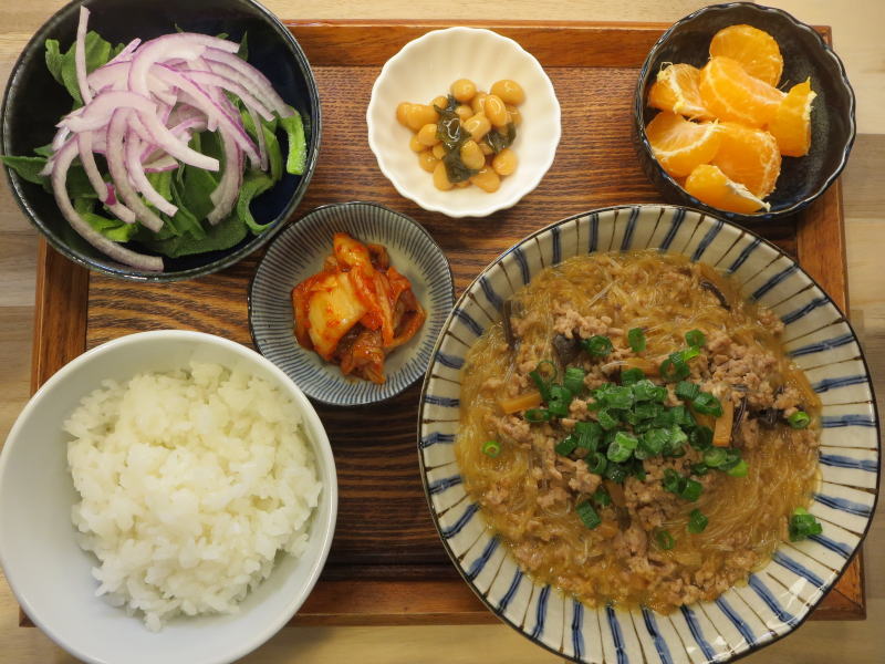 麻婆春雨の献立