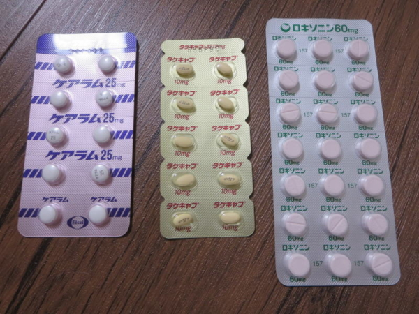 ケアラム25mg、タケキャブ、ロキソニン